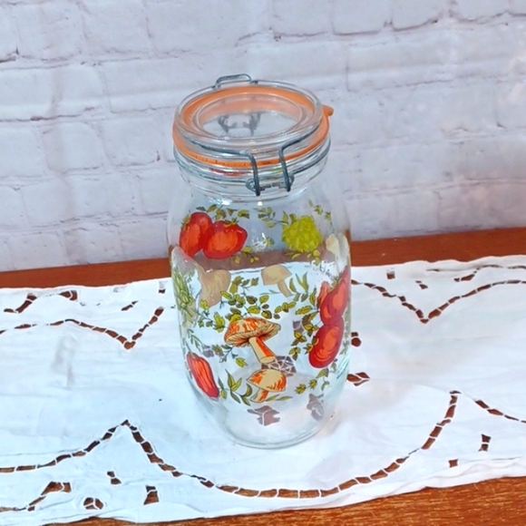 Vtg 1960,S Glass Jar Canister  Peppers Mushrooms France Niveau De Remplissage - Picture 10 of 10